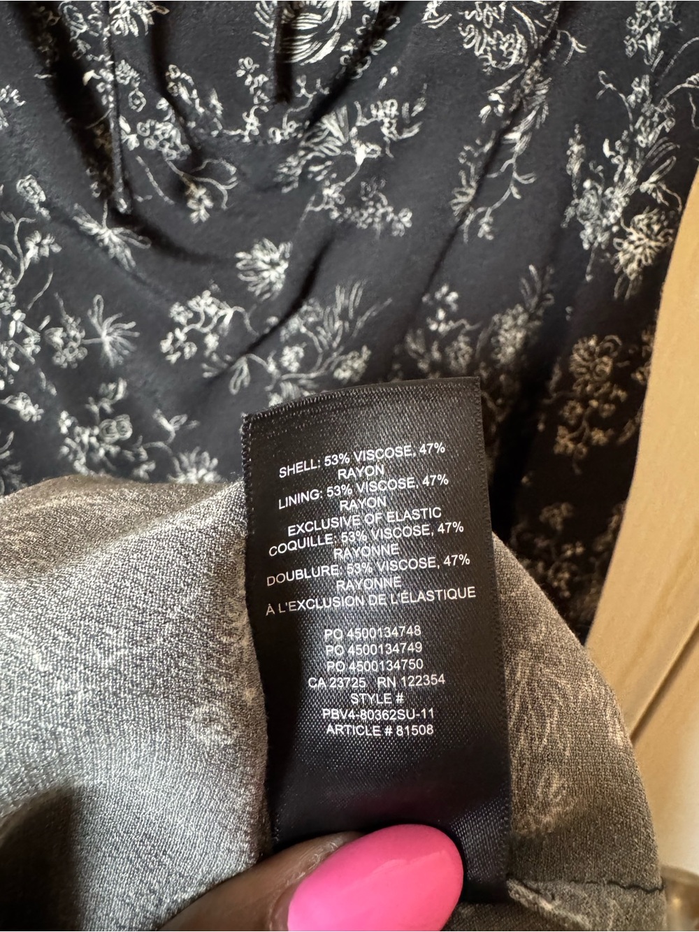 Wilfred Viscose Blend Black Floral Slip Dress with Spaghetti Straps - Picture 6 of 7